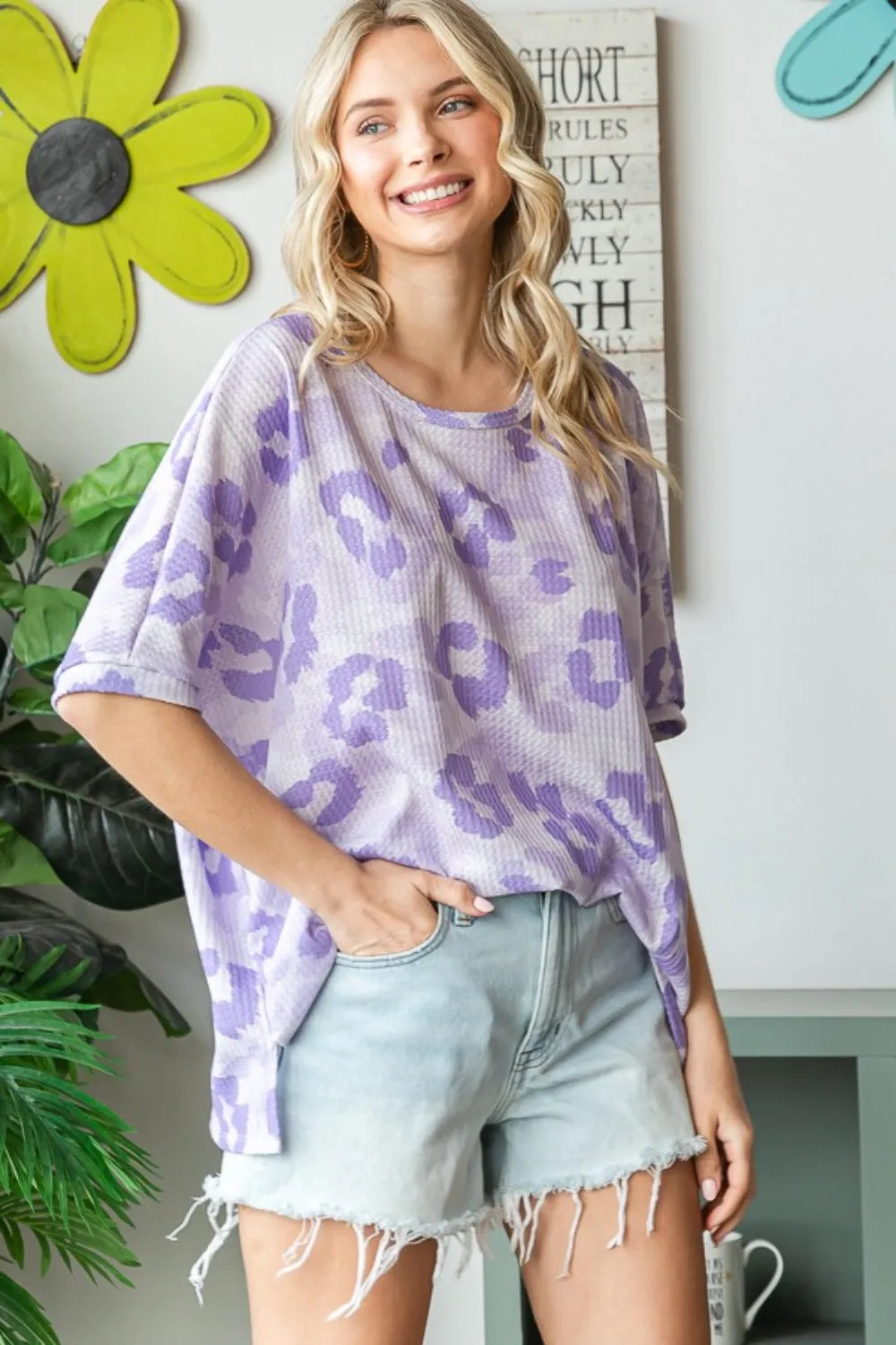 HOPELY Print Waffle Oversized T-Shirt sold by Charming Charlie product image thumbnail 3