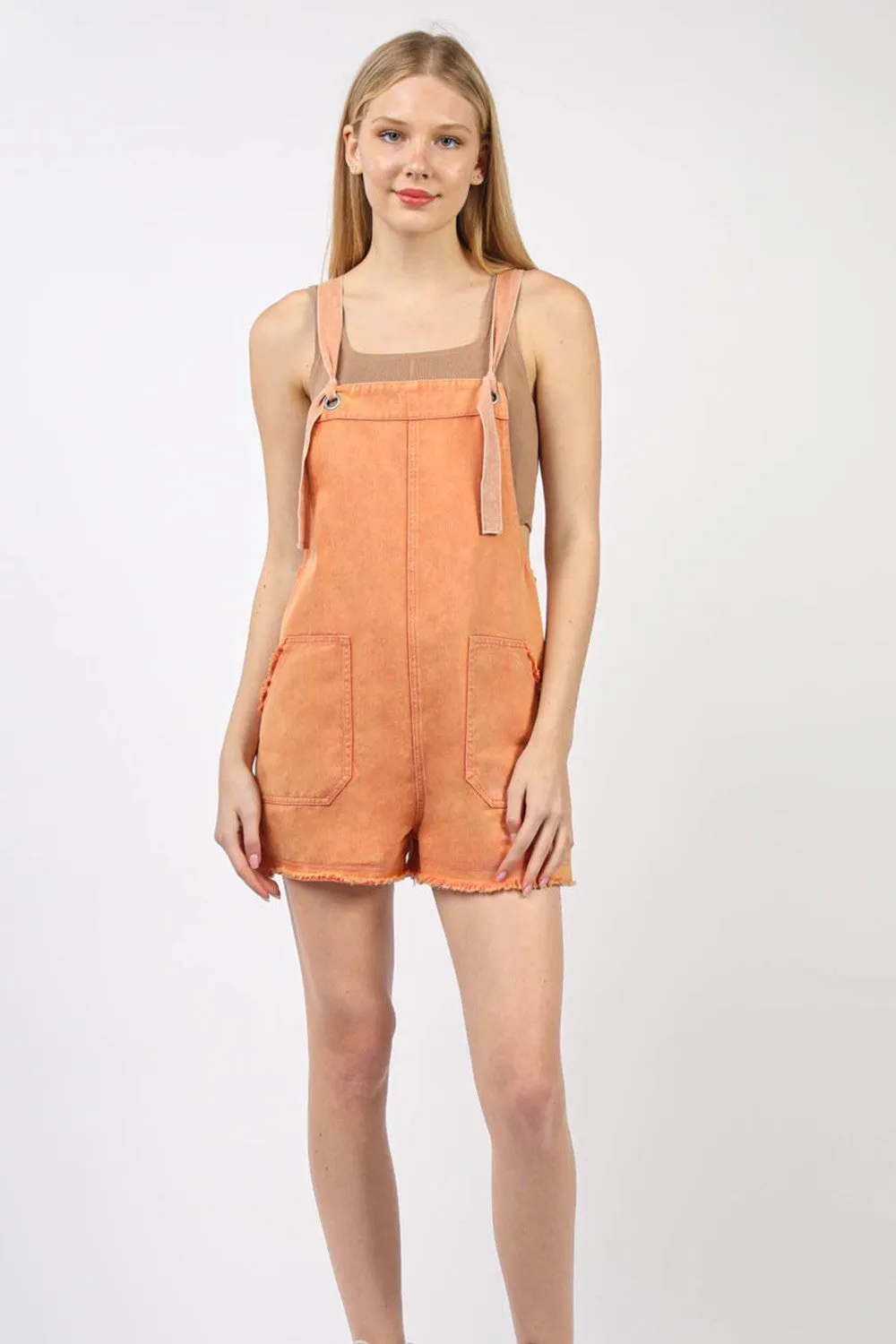 VERY J Washed Frayed Hem Denim Overall sold by Charming Charlie product image thumbnail 4