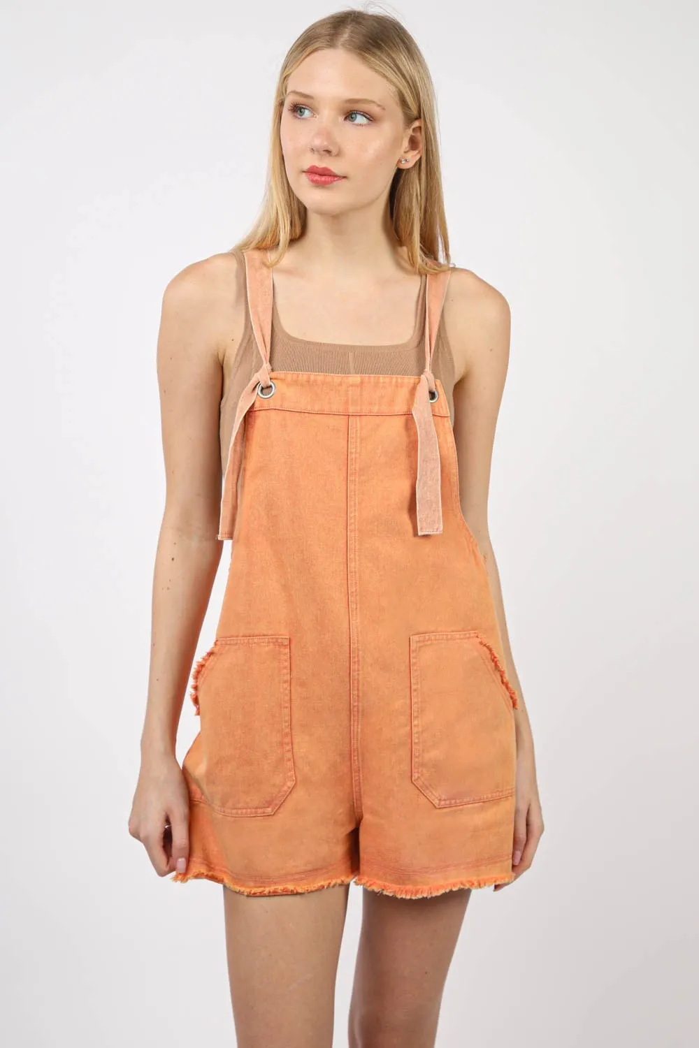 VERY J Washed Frayed Hem Denim Overall sold by Charming Charlie product image thumbnail 3
