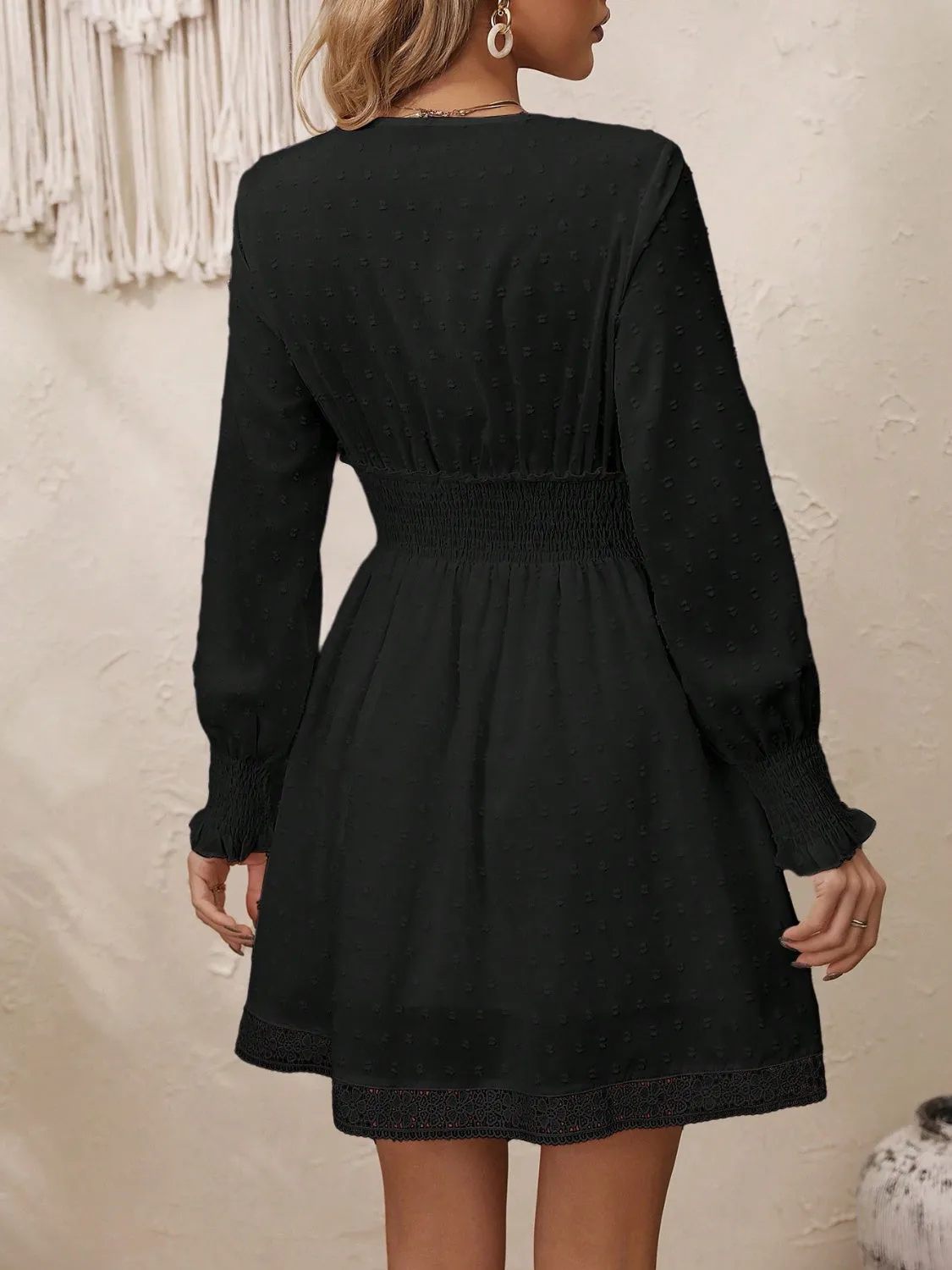 Lace Detail V-Neck Long Sleeve Dress sold by Charming Charlie product image thumbnail 5