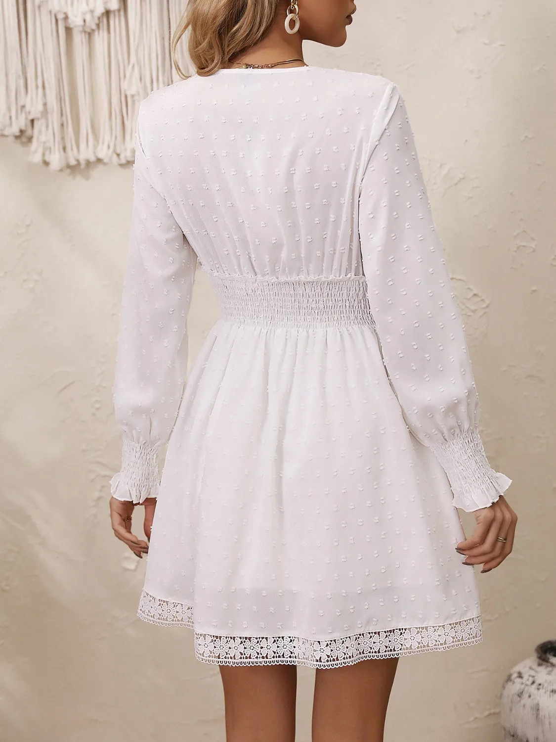 Lace Detail V-Neck Long Sleeve Dress sold by Charming Charlie product image thumbnail 3