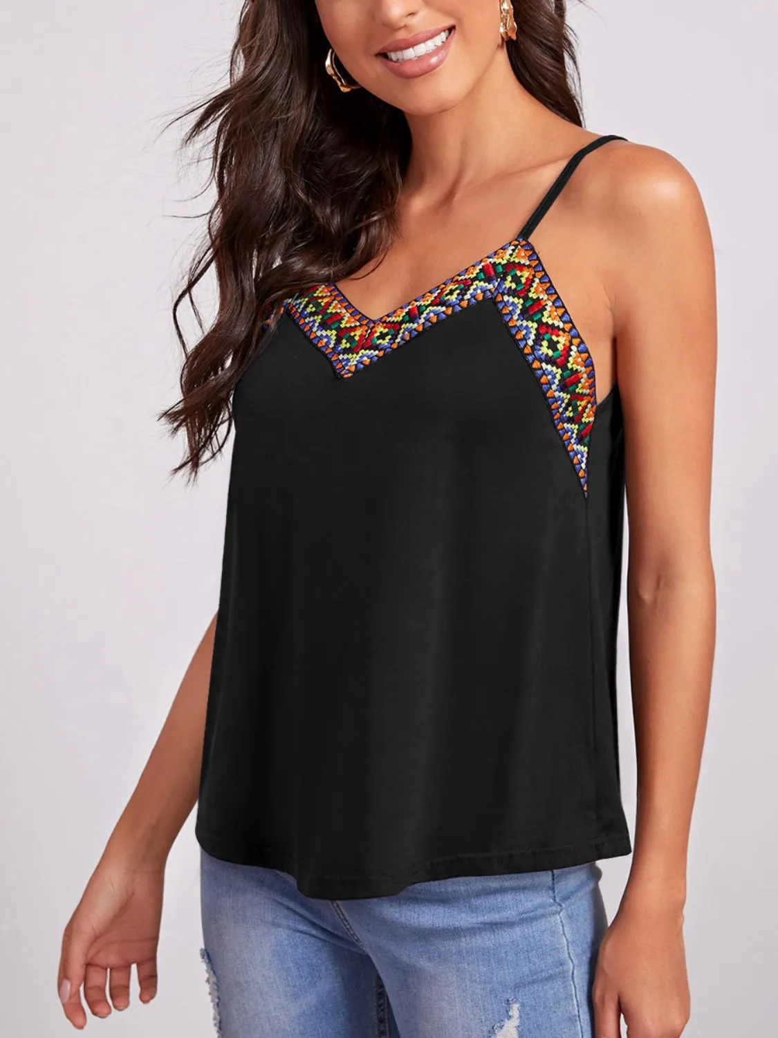 Geometric V-Neck Spaghetti Strap Cami sold by Charming Charlie