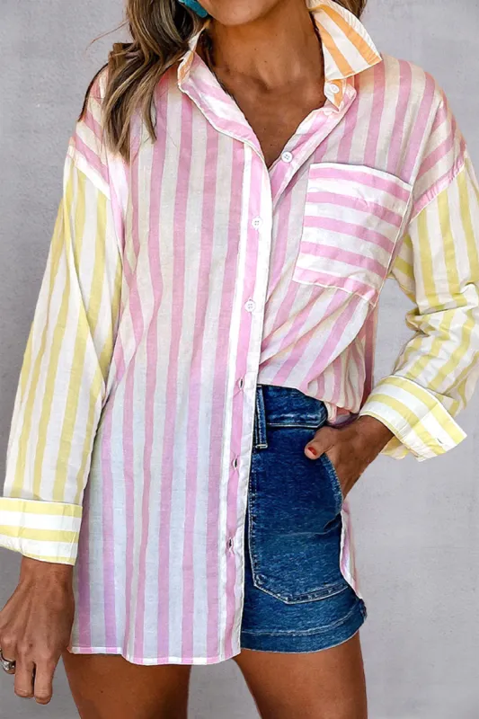 Striped Button Up Long Sleeve Shirt sold by Charming Charlie