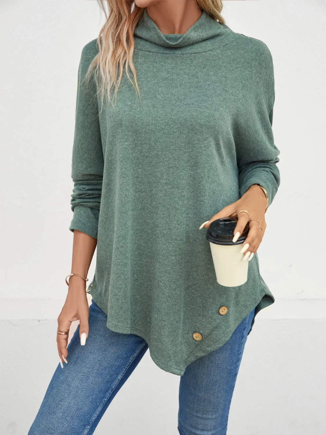 Mock Neck Long Sleeve T-Shirt sold by Charming Charlie product image thumbnail 3