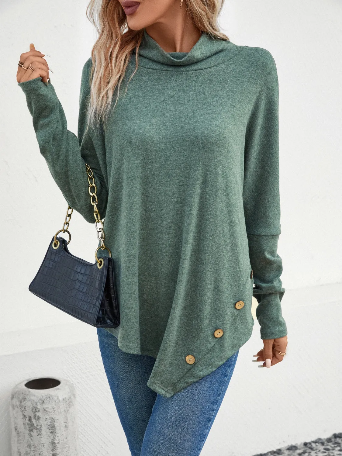 Mock Neck Long Sleeve T-Shirt sold by Charming Charlie product image thumbnail 4