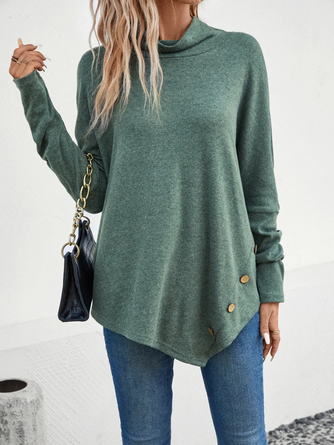 Mock Neck Long Sleeve T-Shirt sold by Charming Charlie