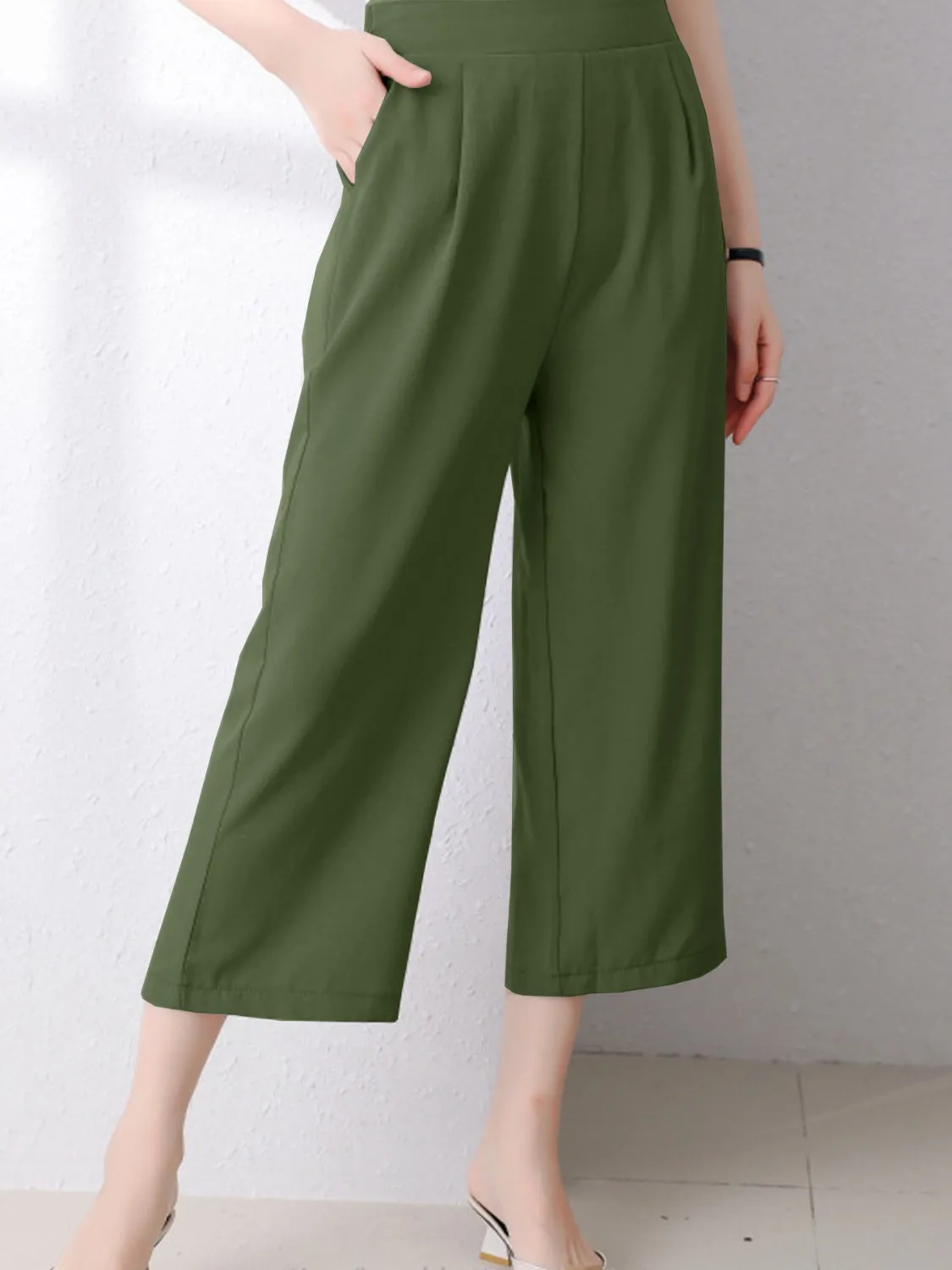 Full Size Pocketed Half Elastic Waist Pants sold by Charming Charlie