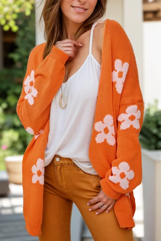 Flower Open Front Long Sleeve Cardigan sold by Charming Charlie