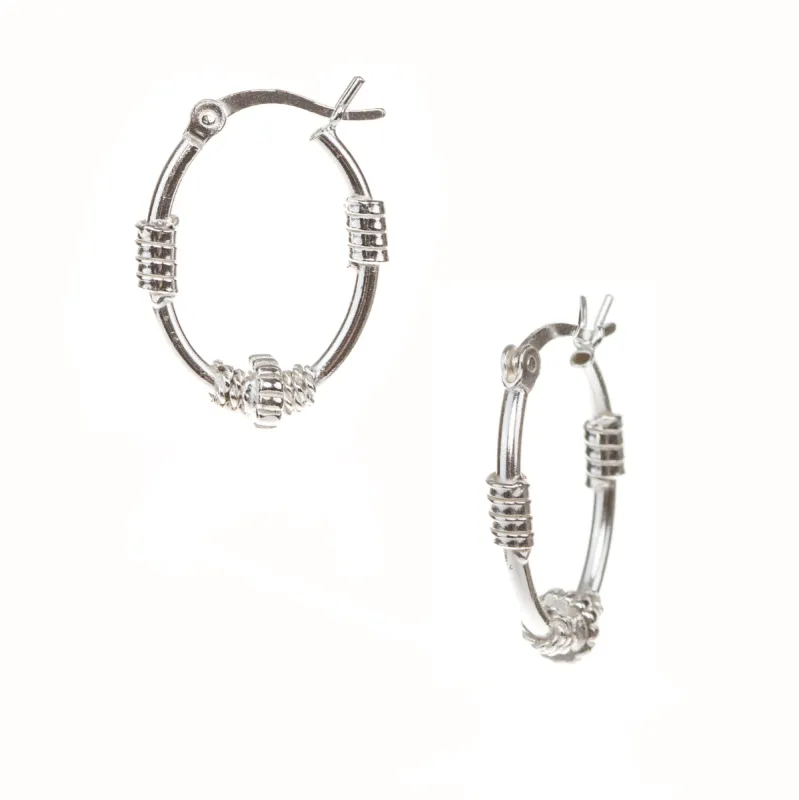 GL Creations- Sterling Silver Oval Bali Hoop sold by Charming Charlie