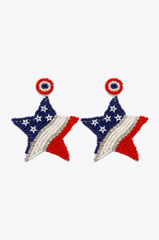 US Flag Beaded Star Earrings sold by Charming Charlie