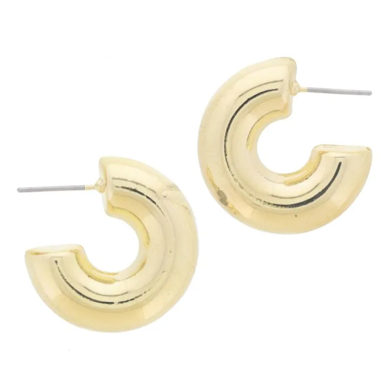 Thick Gold Tubular Hoop Earrings, 1" Top to Bottom sold by Charming Charlie