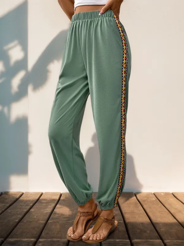 Weave Band Patchwork Elastic Waist Joggers sold by Charming Charlie