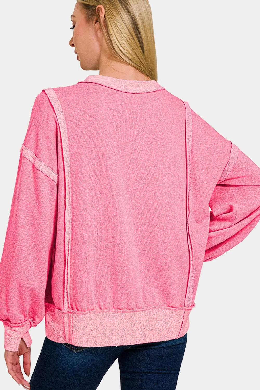 Zenana Washed Exposed-Seam Sweatshirt sold by Charming Charlie product image thumbnail 2