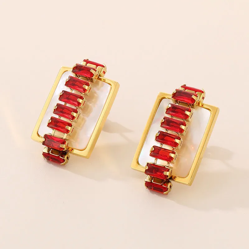 Titanium Steel Inlaid Zircon Stud Earrings sold by Charming Charlie product image thumbnail 3