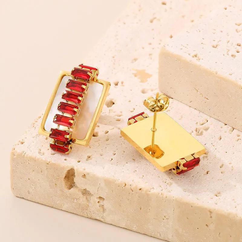 Titanium Steel Inlaid Zircon Stud Earrings sold by Charming Charlie product image thumbnail 4