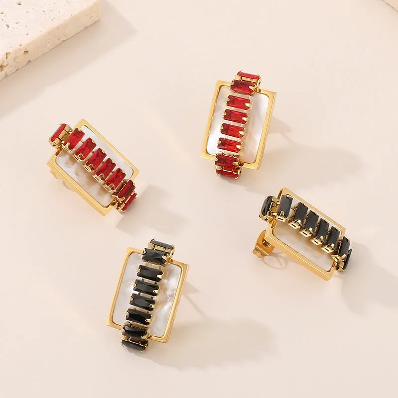 Titanium Steel Inlaid Zircon Stud Earrings sold by Charming Charlie product image thumbnail 5