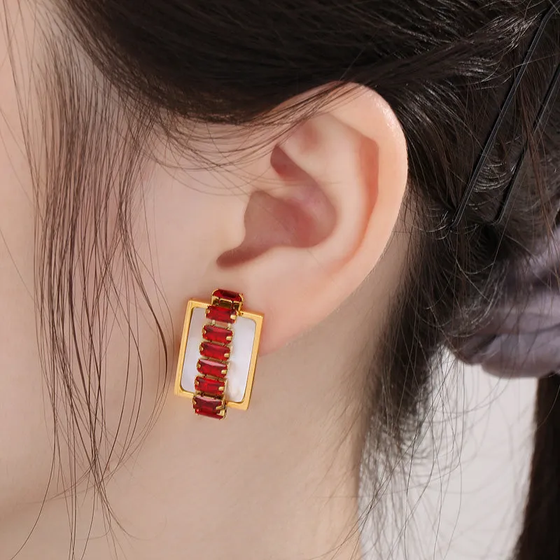 Titanium Steel Inlaid Zircon Stud Earrings sold by Charming Charlie product image thumbnail 2