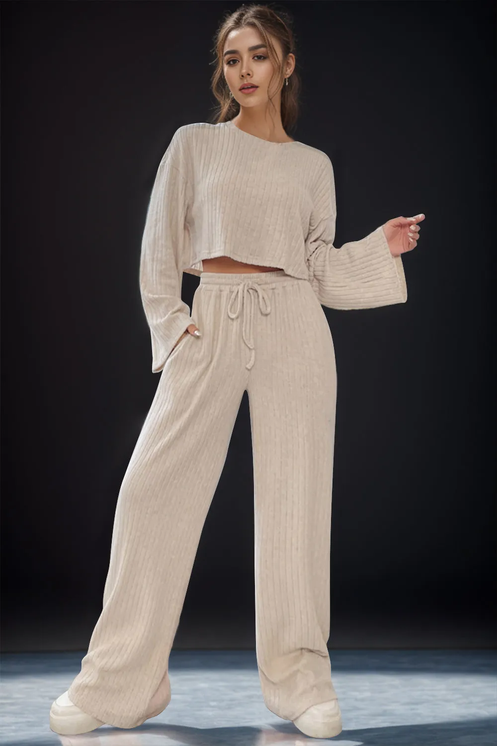 Round Neck Long Sleeve Top and Pants Set sold by Charming Charlie product image thumbnail 3