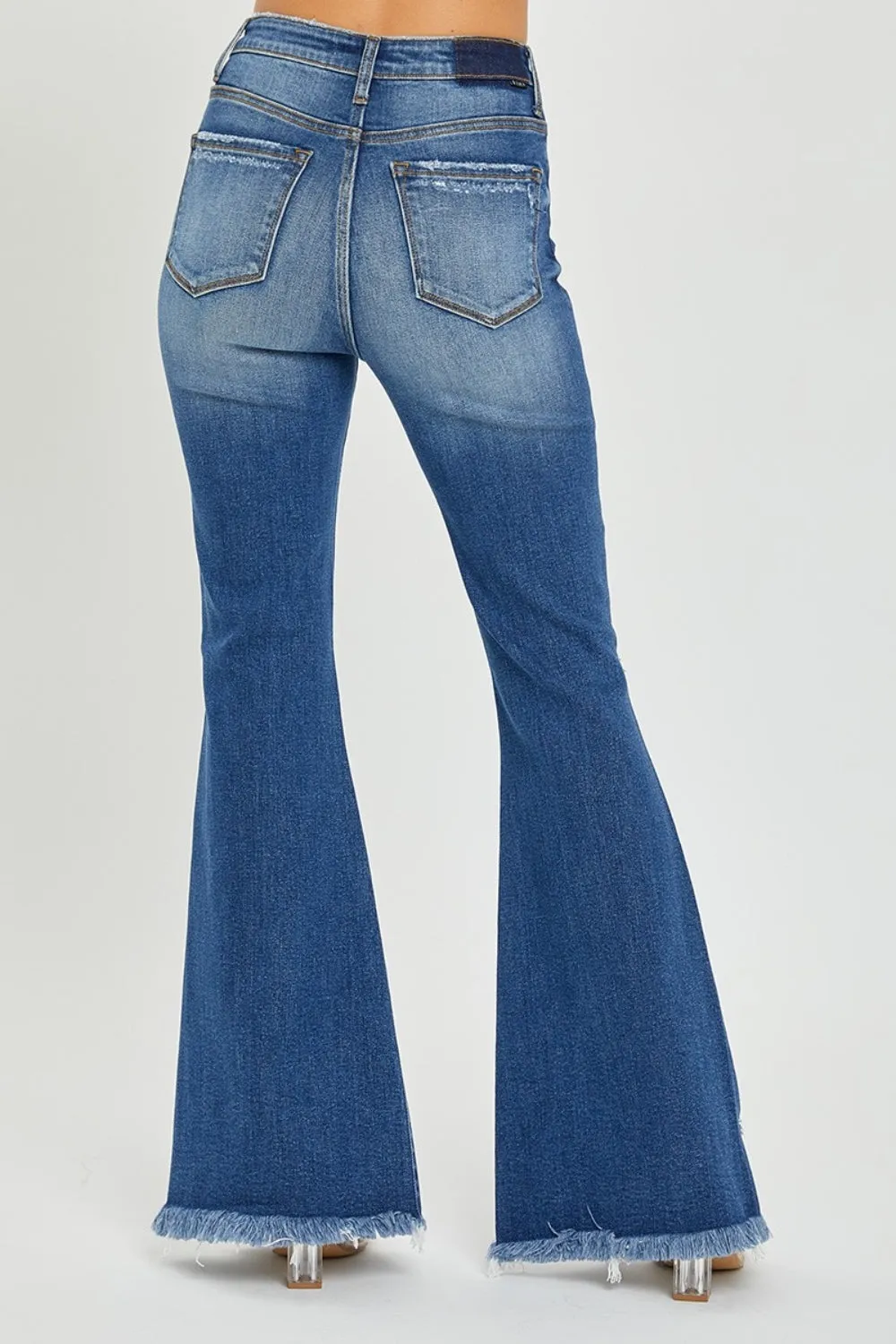 RISEN Full Size High Rise Front Slit Frayed Hem Flare Jeans sold by Charming Charlie product image thumbnail 2