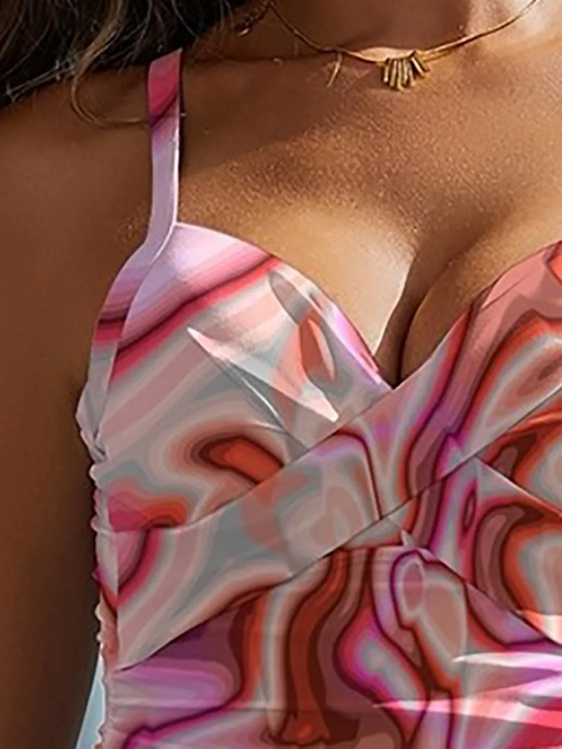 Printed Sweetheart Neck Spaghetti Strap One-Piece Swimwear sold by Charming Charlie product image thumbnail 3