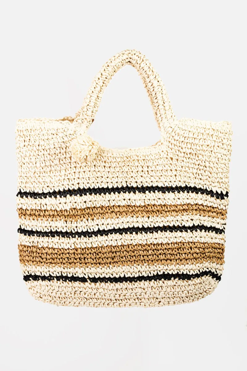 Fame Striped Straw Braided Tote Bag sold by Charming Charlie product image thumbnail 2