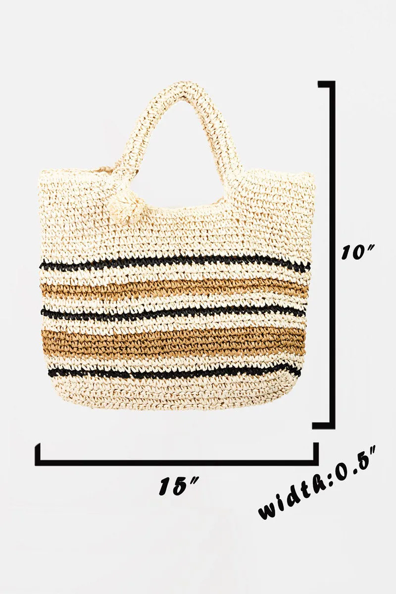 Fame Striped Straw Braided Tote Bag sold by Charming Charlie product image thumbnail 3