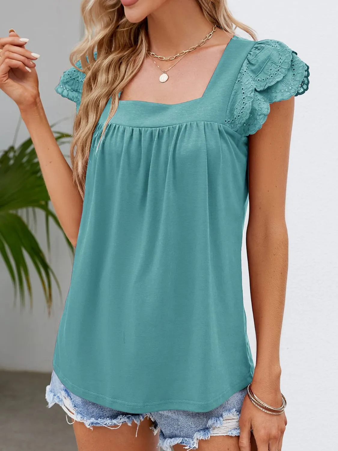 Ruffled Square Neck Cap Sleeve Blouse sold by Charming Charlie product image thumbnail 2