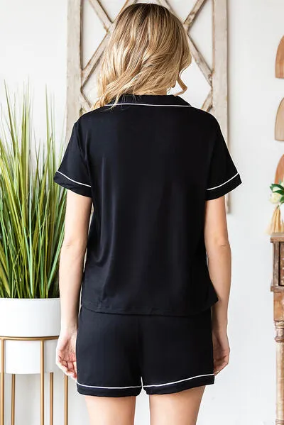 Pocketed Button Up Top and Shorts Lounge Set sold by Charming Charlie product image thumbnail 2