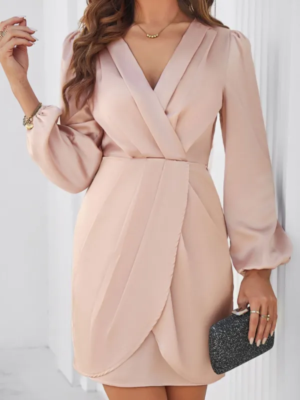 Ruched Surplice Long Sleeve Mini Dress sold by Charming Charlie