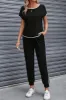 Contrast Trim Round Neck Top and Pants Set sold by Charming Charlie