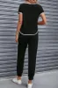 Contrast Trim Round Neck Top and Pants Set sold by Charming Charlie