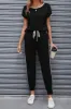 Contrast Trim Round Neck Top and Pants Set sold by Charming Charlie