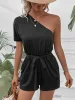 Single Shoulder Tie Waist Romper sold by Charming Charlie