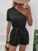 Single Shoulder Tie Waist Romper sold by Charming Charlie
