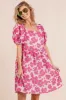 BiBi Printed Square Neck Puff Sleeve Mini Dress sold by Charming Charlie