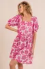BiBi Printed Square Neck Puff Sleeve Mini Dress sold by Charming Charlie