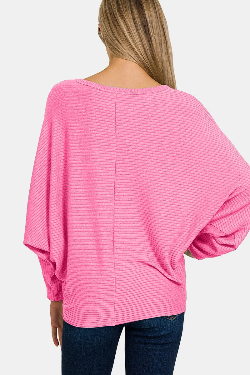 Zenana Ribbed Round Neck Long Sleeve Top sold by Charming Charlie product image thumbnail 2