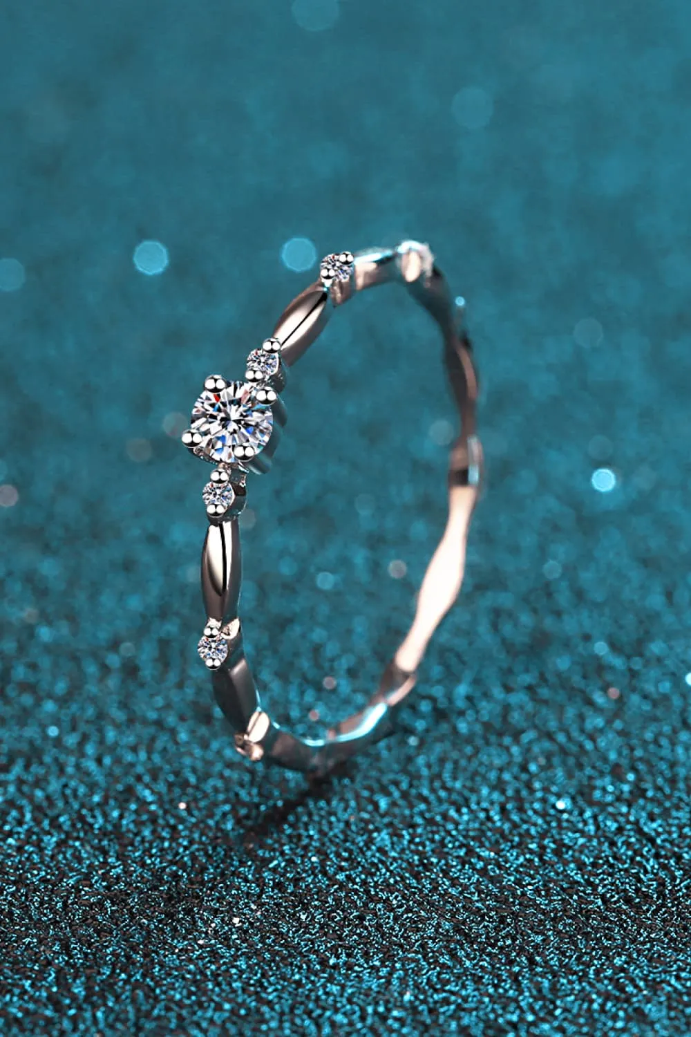 Moissanite 925 Sterling Silver Rhodium-Plated Ring sold by Charming Charlie product image thumbnail 4