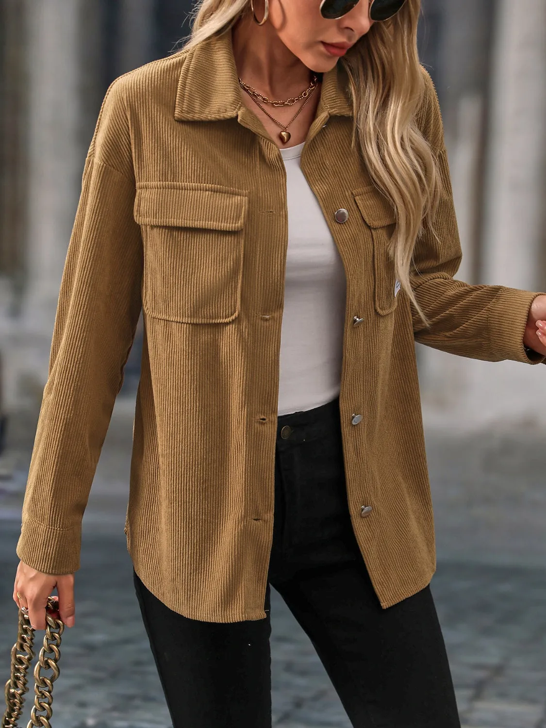 Button Up Long Sleeve Jacket sold by Charming Charlie product image thumbnail 5