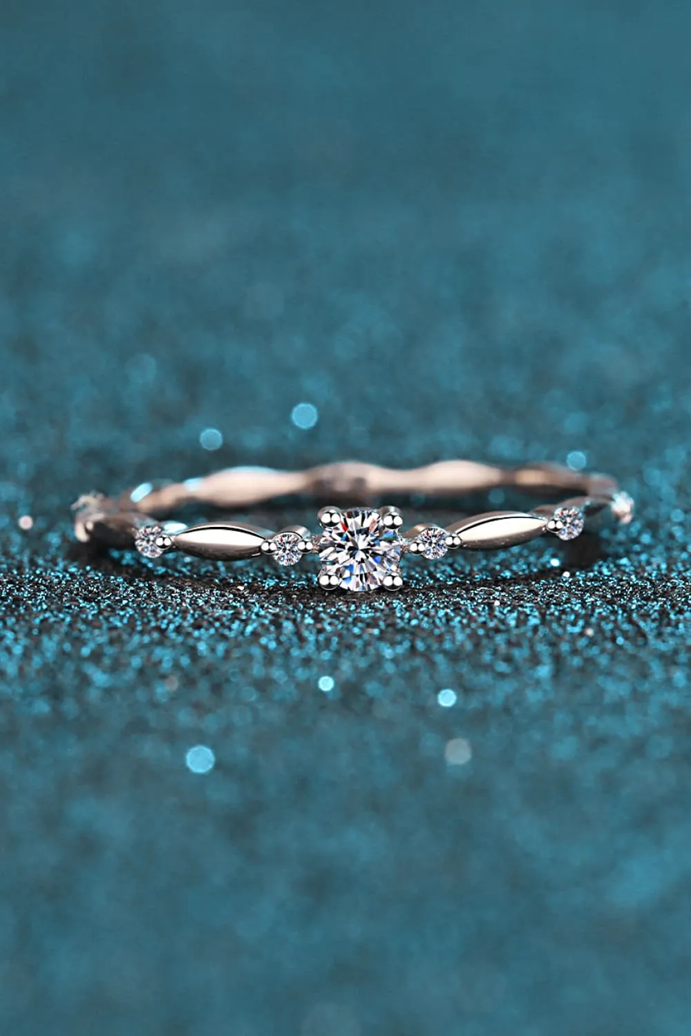 Moissanite 925 Sterling Silver Rhodium-Plated Ring sold by Charming Charlie product image thumbnail 5