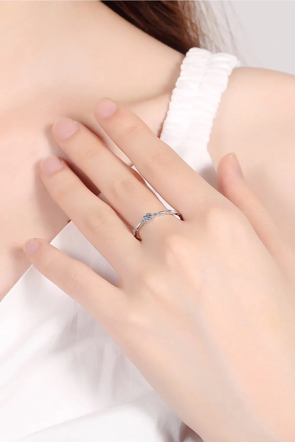 Moissanite 925 Sterling Silver Rhodium-Plated Ring sold by Charming Charlie product image thumbnail 2