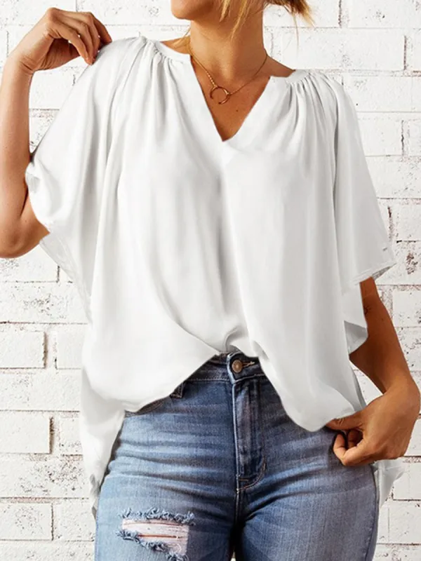 Ruched Notched Half Sleeve Blouse sold by Charming Charlie