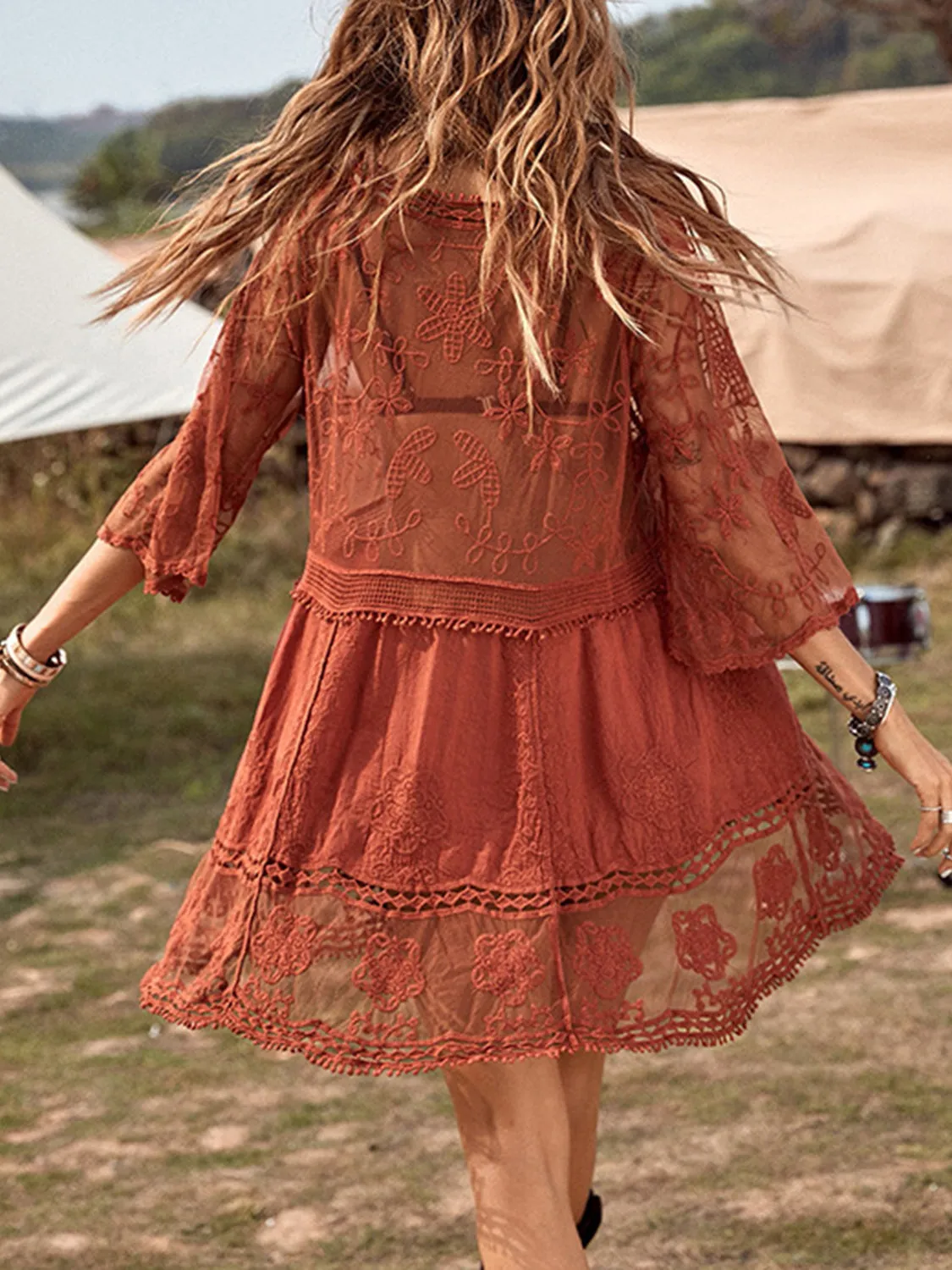 Lace Detail Plunge Cover-Up Dress sold by Charming Charlie product image thumbnail 2