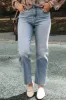 High Waist Straight Jeans with Pockets sold by Charming Charlie