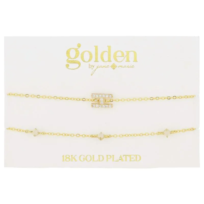 7" Around 18K Gold Plated Set of 2, Cubic Zirconia Pave "H" Initial, Multi Opals Bracelet, 1.5" Ext sold by Charming Charlie