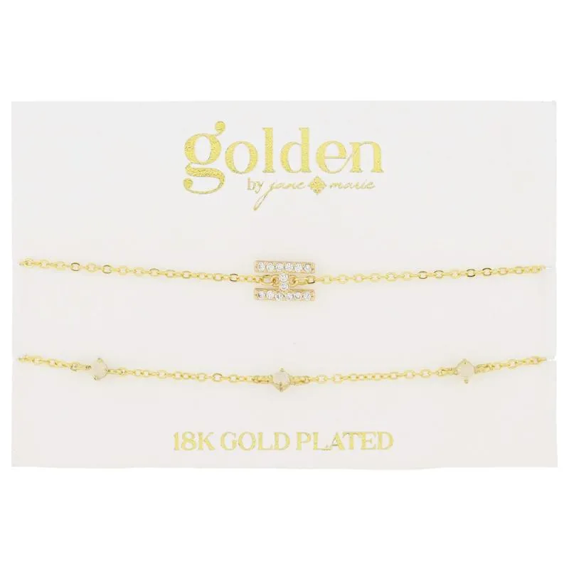 7" Around 18K Gold Plated Set of 2, Cubic Zirconia Pave "H" Initial, Multi Opals Bracelet, 1.5" Ext sold by Charming Charlie