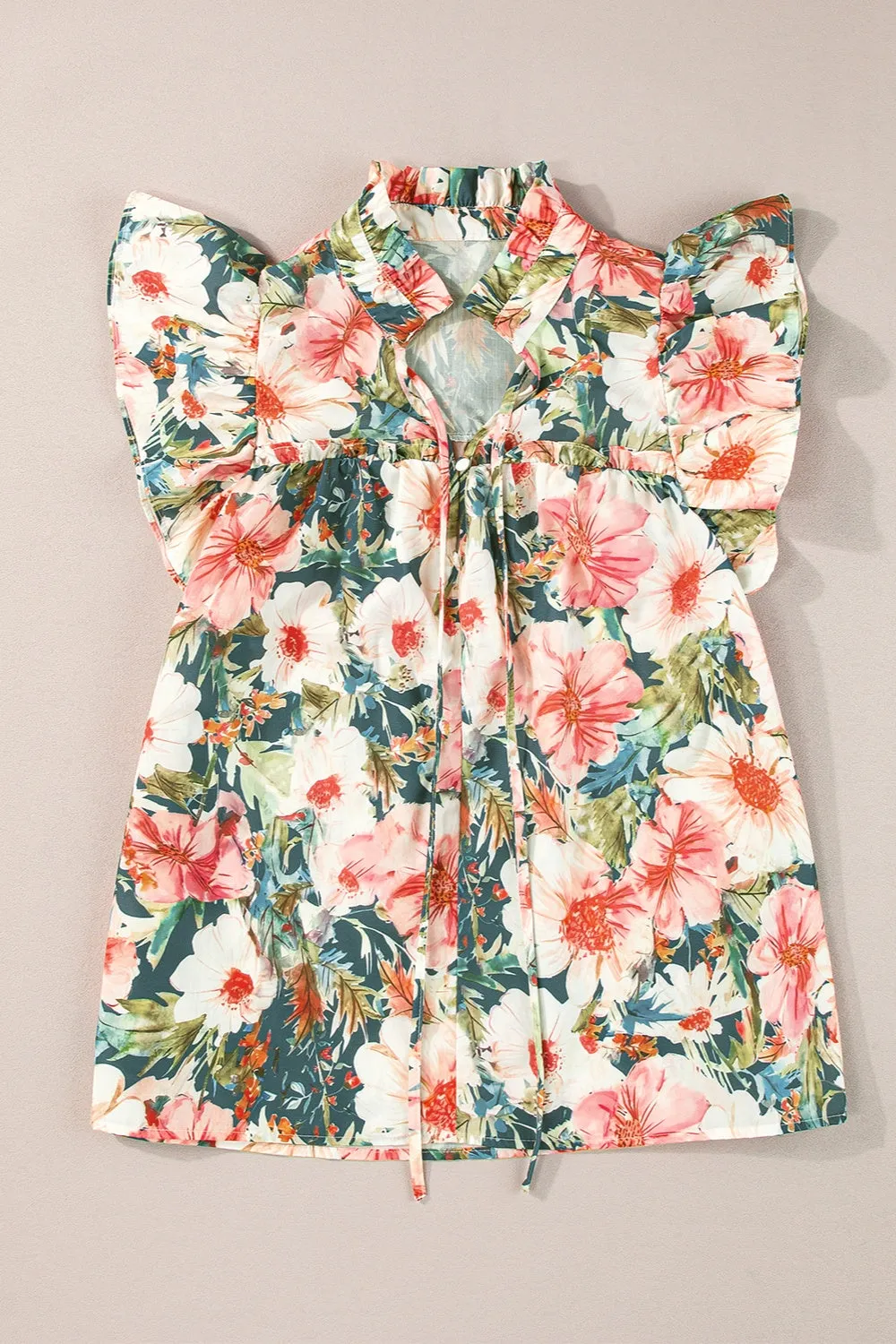 Ruffled Printed Tie Neck Cap Sleeve Blouse sold by Charming Charlie product image thumbnail 2