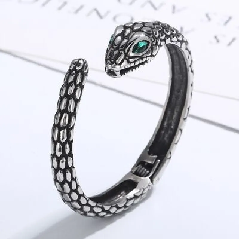 Rhinestone Stainless Steel Snake Shape Bracelet sold by Charming Charlie