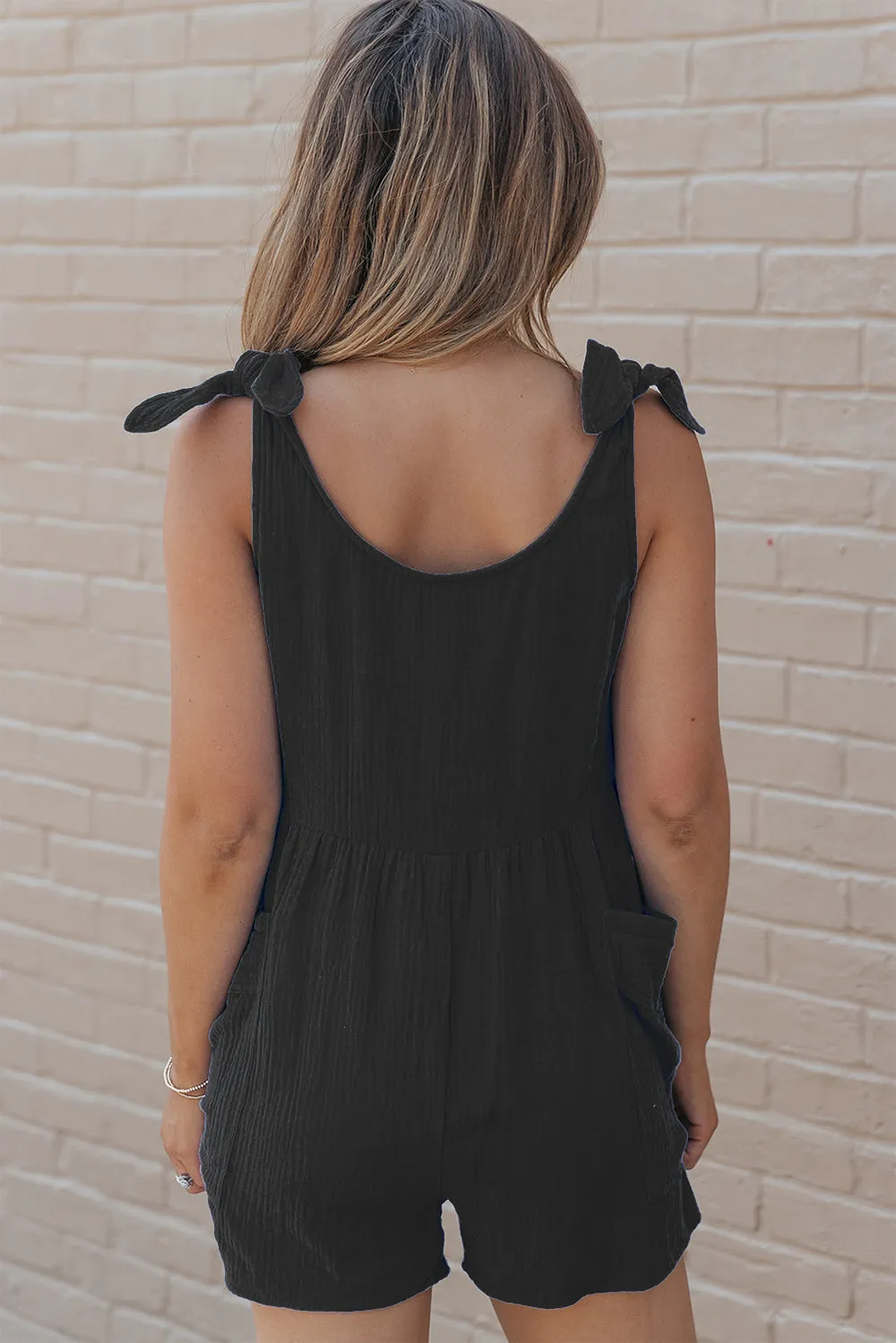 Scoop Neck Tie Shoulder Romper sold by Charming Charlie product image thumbnail 3