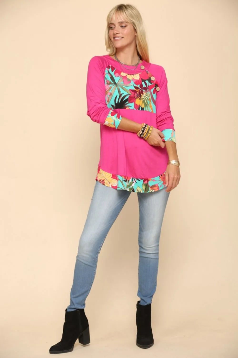 Celeste Full Size Tropical Print Long Sleeve T-Shirt sold by Charming Charlie product image thumbnail 4